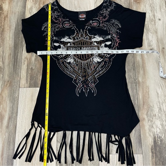 Harley Davidson T-Shirt Fringed Bedazzled Soft Short Sleeve Size XL - Picture 10 of 13